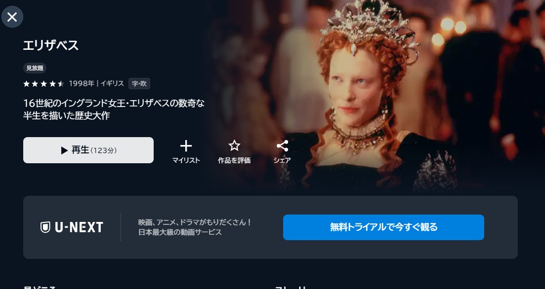 映画「エリザベス」あらすじ・ネタバレ!感想や無料視聴の方法も紹介